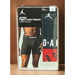Jordan Flight Boxer Briefs Size XL Cotton Stretch  2 Pack Red and Black